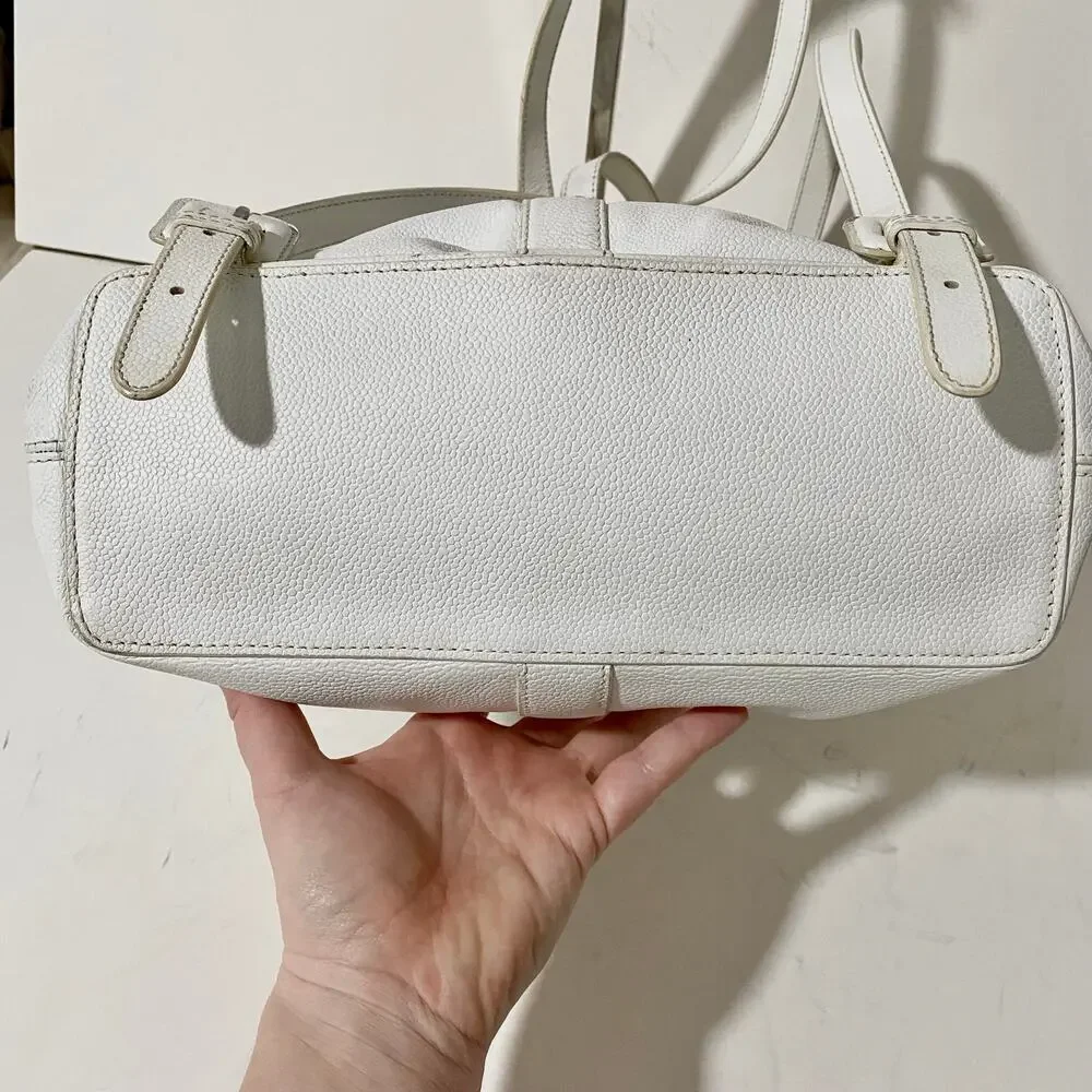 Chanel CC Caviar Leather Vintage Large White Backpack Travel Bag Carryall 90's